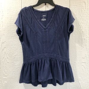 Sonoma Peplum shirt, embroidered shirt, v neck shirt